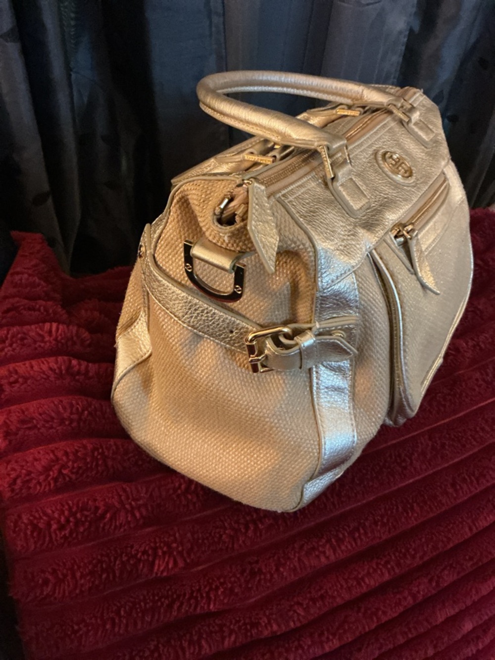 ✨TORY BURCH✨ Gold and Tan Designer Satchel - Picture 3 of 13